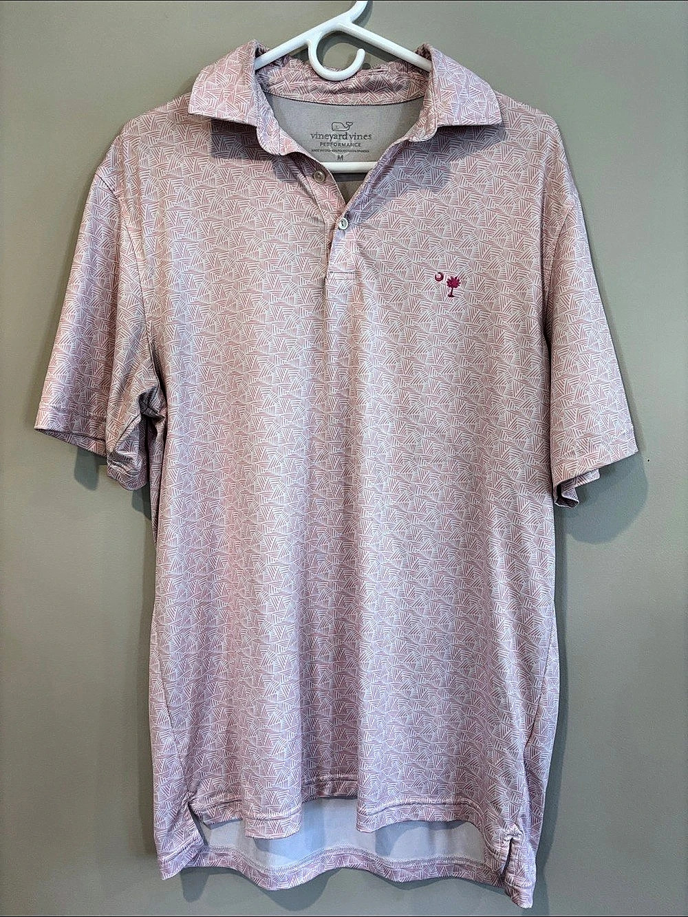 Vineyard Vines Charleston Sankaty Performance Polo Geometric Pink & White